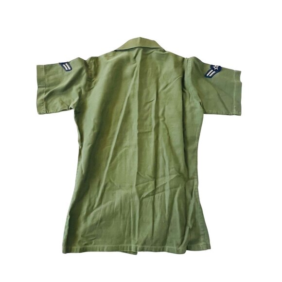 Vintage US Air Force Collins Shirt Uniform Army Green Size 15 1/2 x 35 W/ Patch - Picture 2 of 8